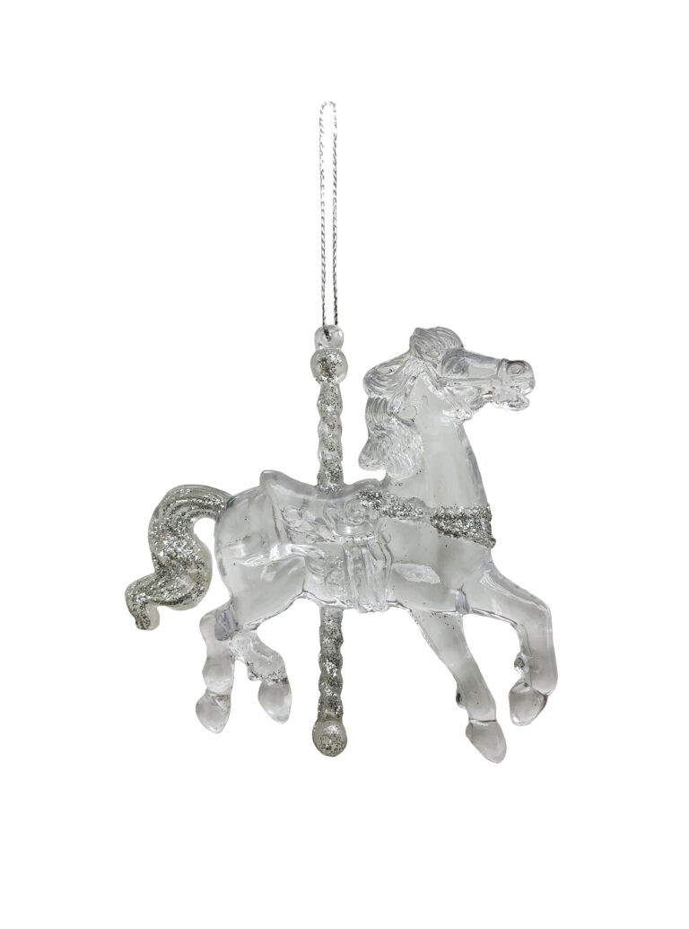 Clear Hanging Horse with Silver Glitter (Pollyanna)