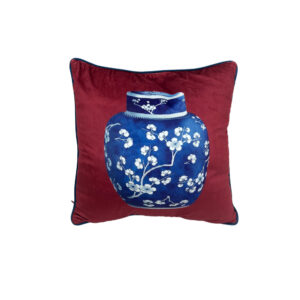 CNY velvet cushion with pot design